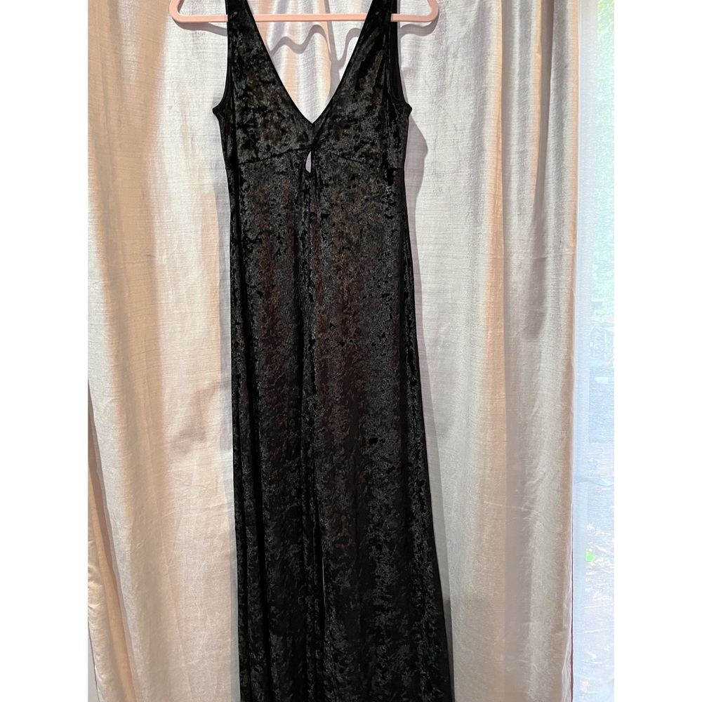 Crushed velvet wide leg jumpsuit